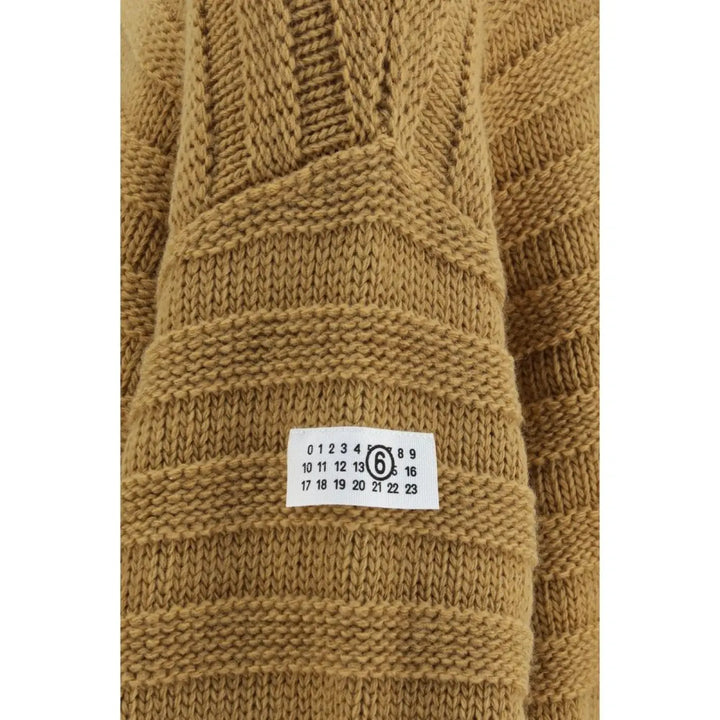 Mm6 Beige Wool Oves Aries Turtleneck