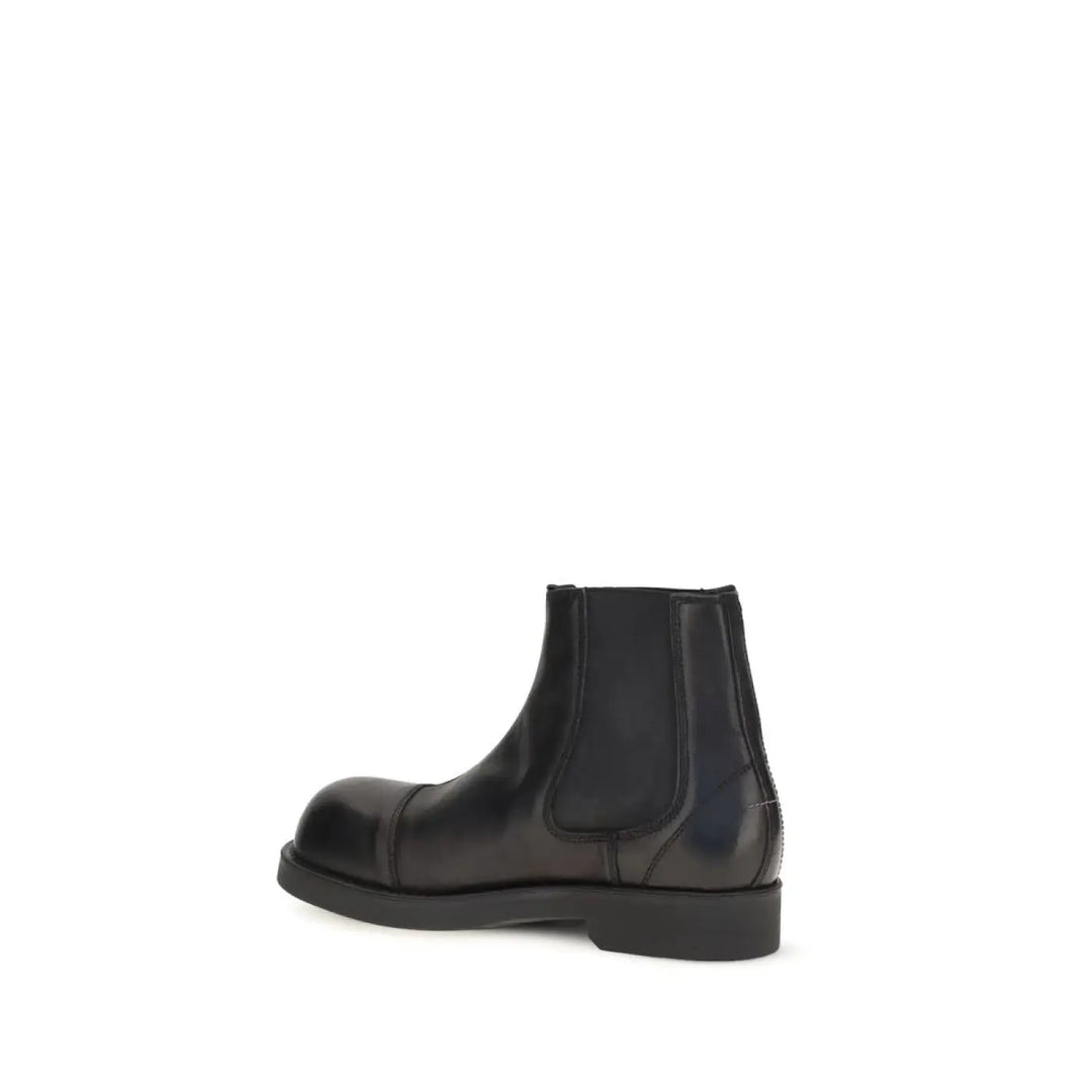Mm6 Black Calf Leather Bos Taurus Chelsea Boots