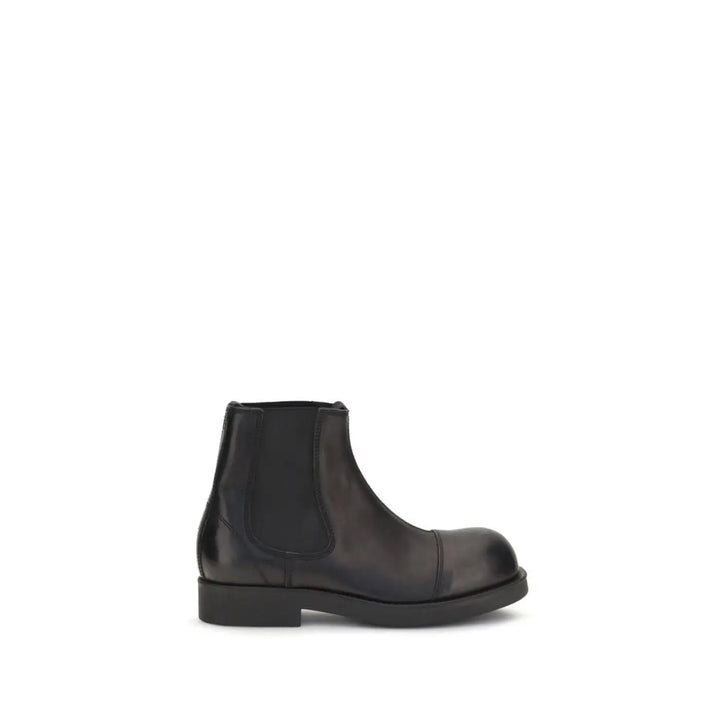 Mm6 Black Calf Leather Bos Taurus Chelsea Boots
