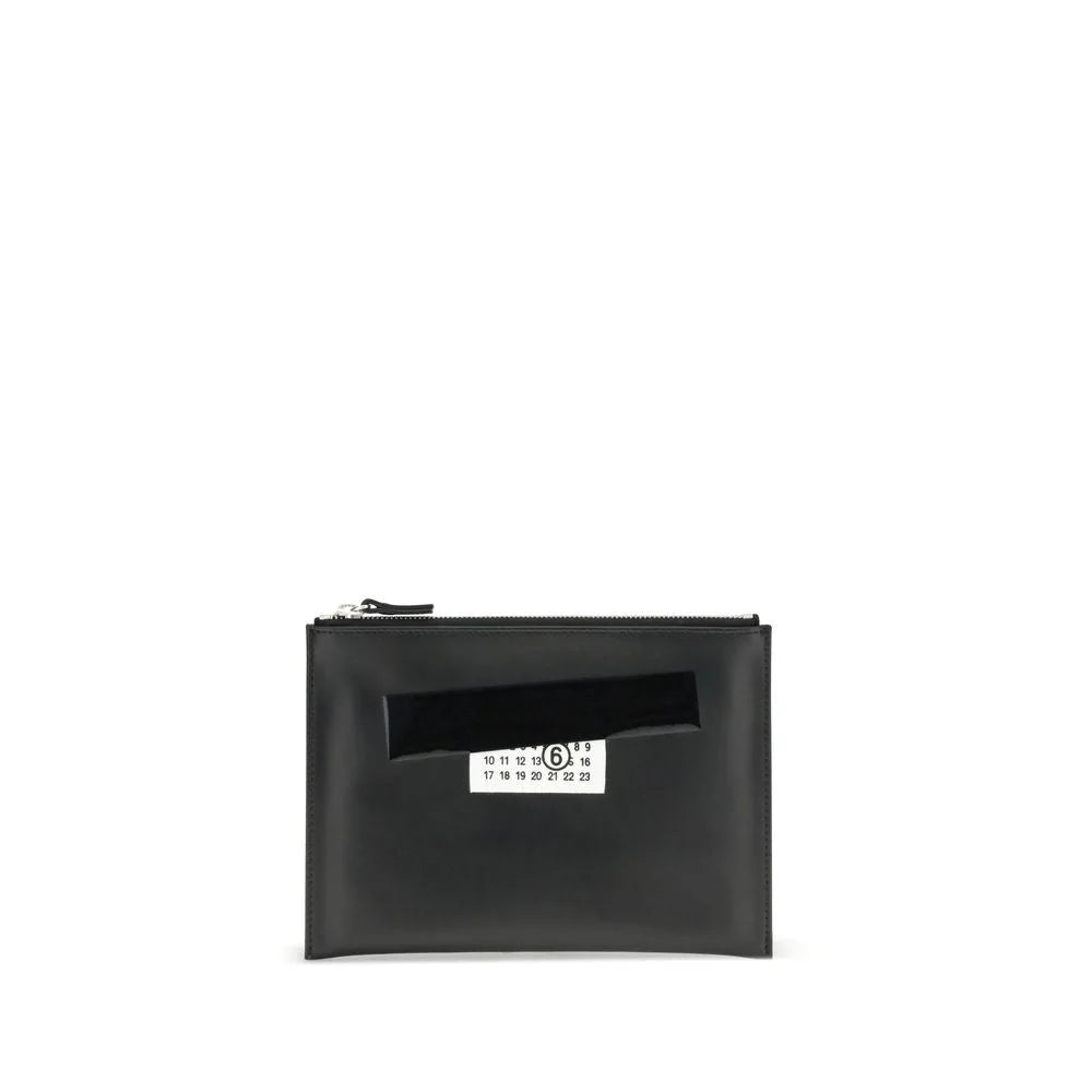MM6 Black Calf Leather Bos Taurus Clutch Bag