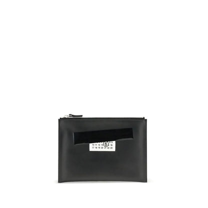 MM6 Black Calf Leather Bos Taurus Clutch Bag