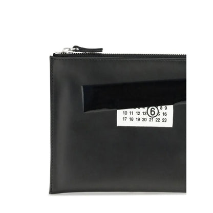MM6 Black Calf Leather Bos Taurus Clutch Bag