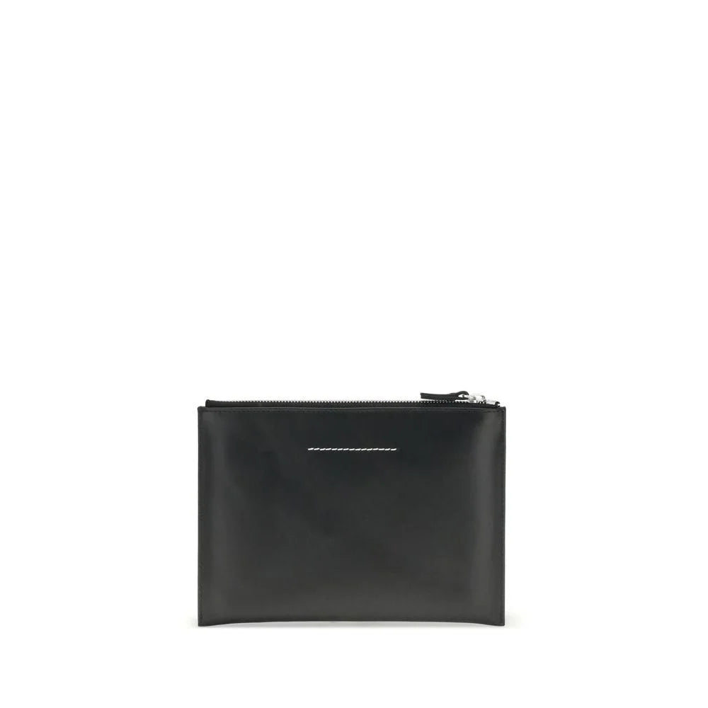 MM6 Black Calf Leather Bos Taurus Clutch Bag
