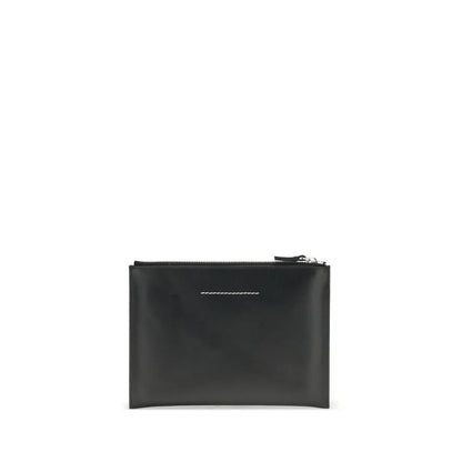 MM6 Black Calf Leather Bos Taurus Clutch Bag