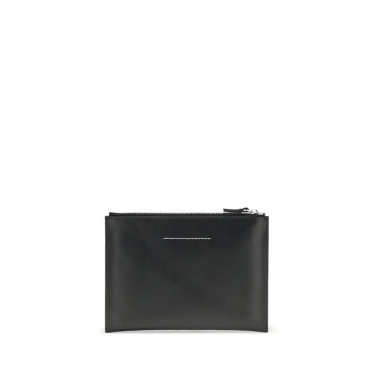 MM6 Black Calf Leather Bos Taurus Clutch Bag