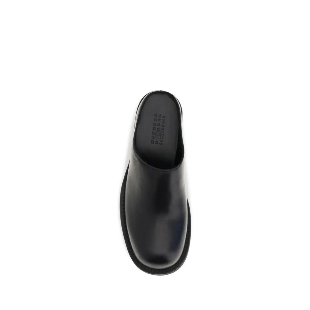 Mm6 Black Calf Leather Bos Taurus Mules