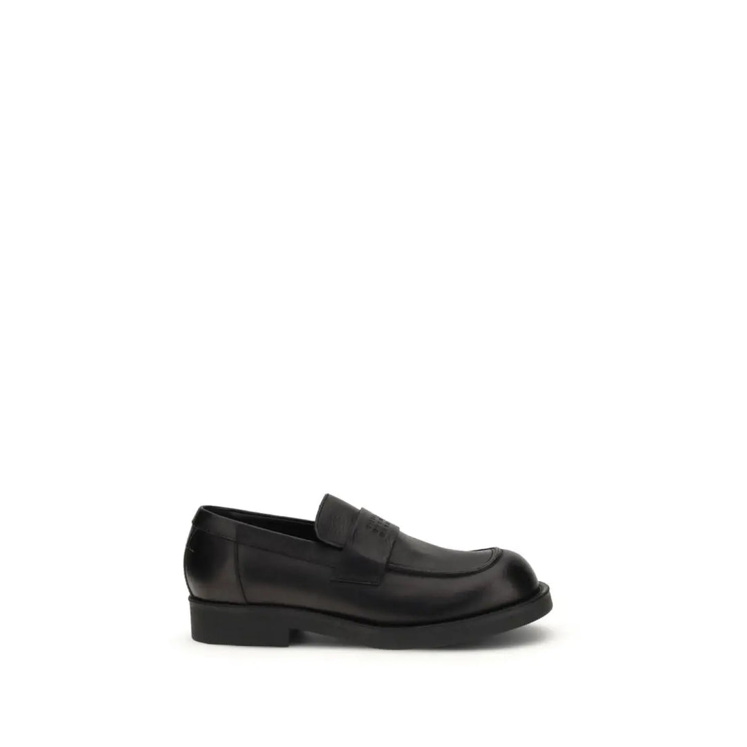 Mm6 Black Calf Leather Bos Taurus Slip-on Loafers