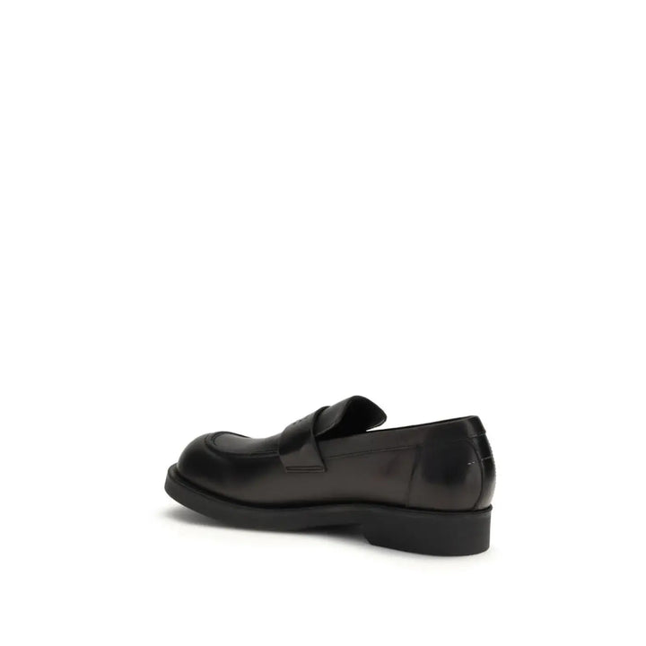 Mm6 Black Calf Leather Bos Taurus Slip-on Loafers