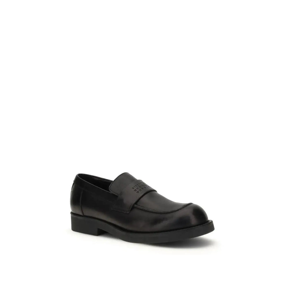 Mm6 Black Calf Leather Bos Taurus Slip-on Loafers