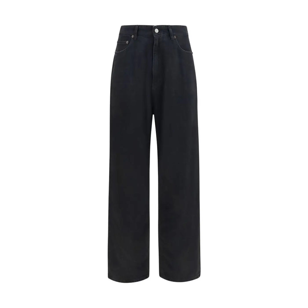 Mm6 Black Cotton Straight-leg Jeans