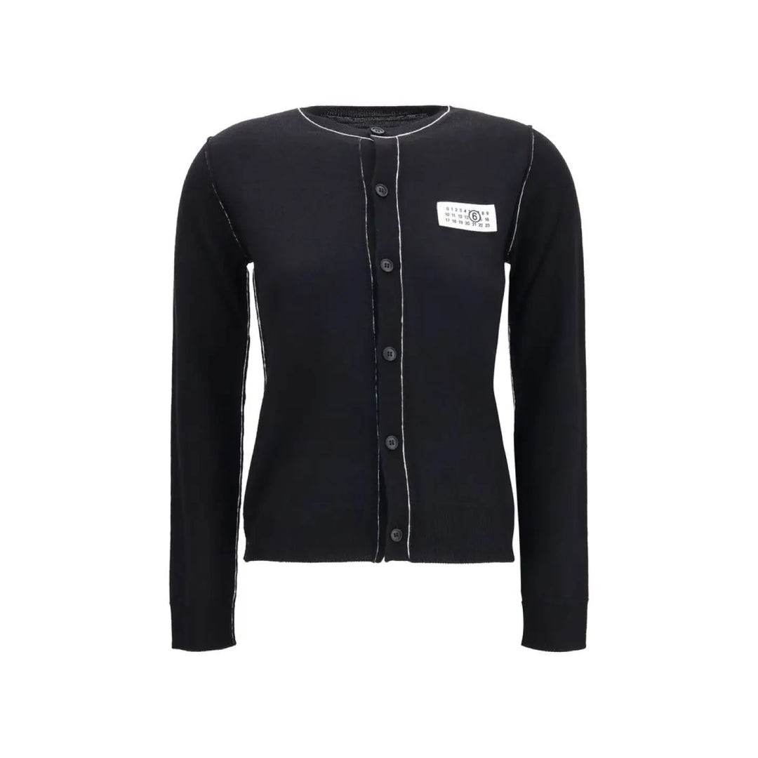 Mm6 Black Wool Oves Aries Cardigan
