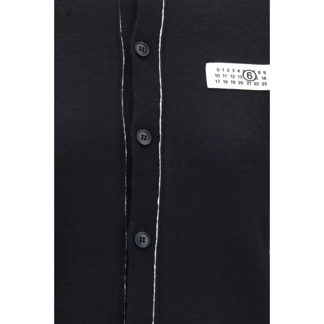 Mm6 Black Wool Oves Aries Cardigan