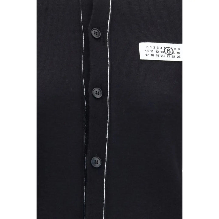 Mm6 Black Wool Oves Aries Cardigan