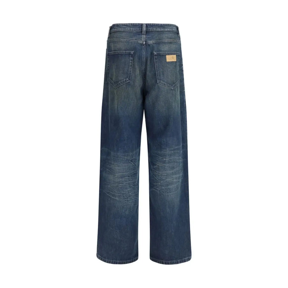 Mm6 Blue Cotton Straight-leg Jeans