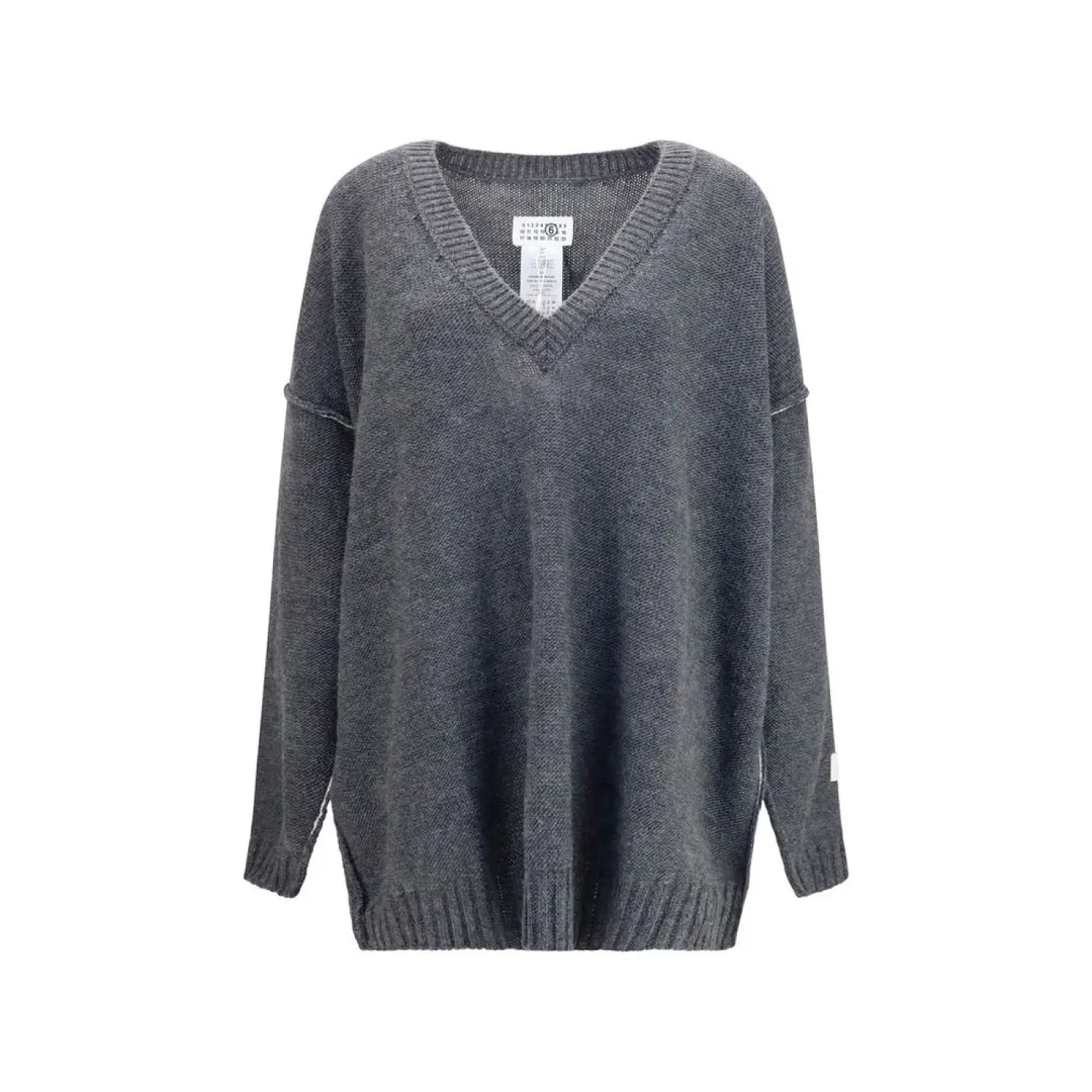Mm6 Gray Marabou Sweatshirt
