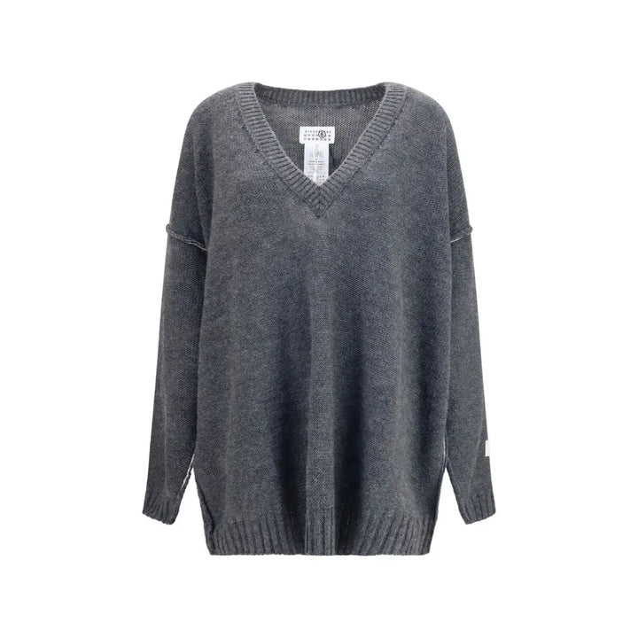 Mm6 Gray Marabou Sweatshirt