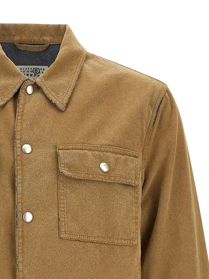 Mm6 Maison Margiela Beige Cotton Denim Jacket