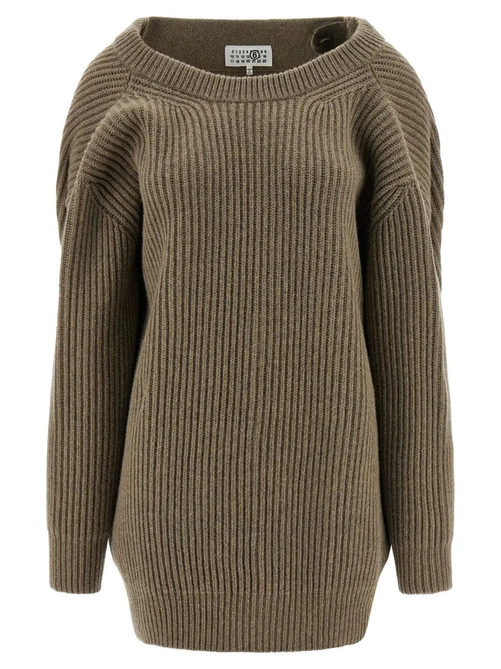 Mm6 Maison Margiela Beige Virgin Wool Short Dress