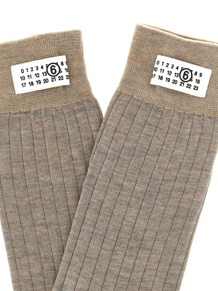 Mm6 Maison Margiela Beige Wool Socks