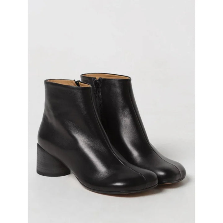 MM6 Maison Margiela Black Leather Ankle Boots