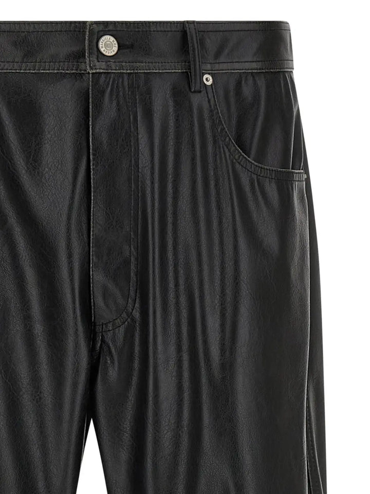 Mm6 Maison Margiela Black Polyester Casual Pants