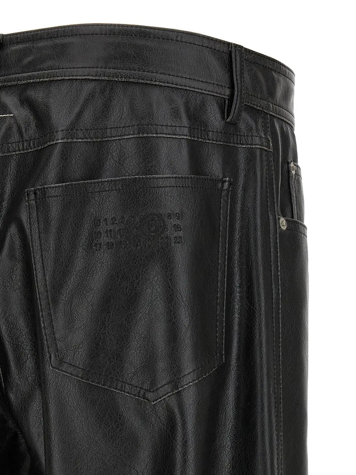 Mm6 Maison Margiela Black Polyester Casual Pants