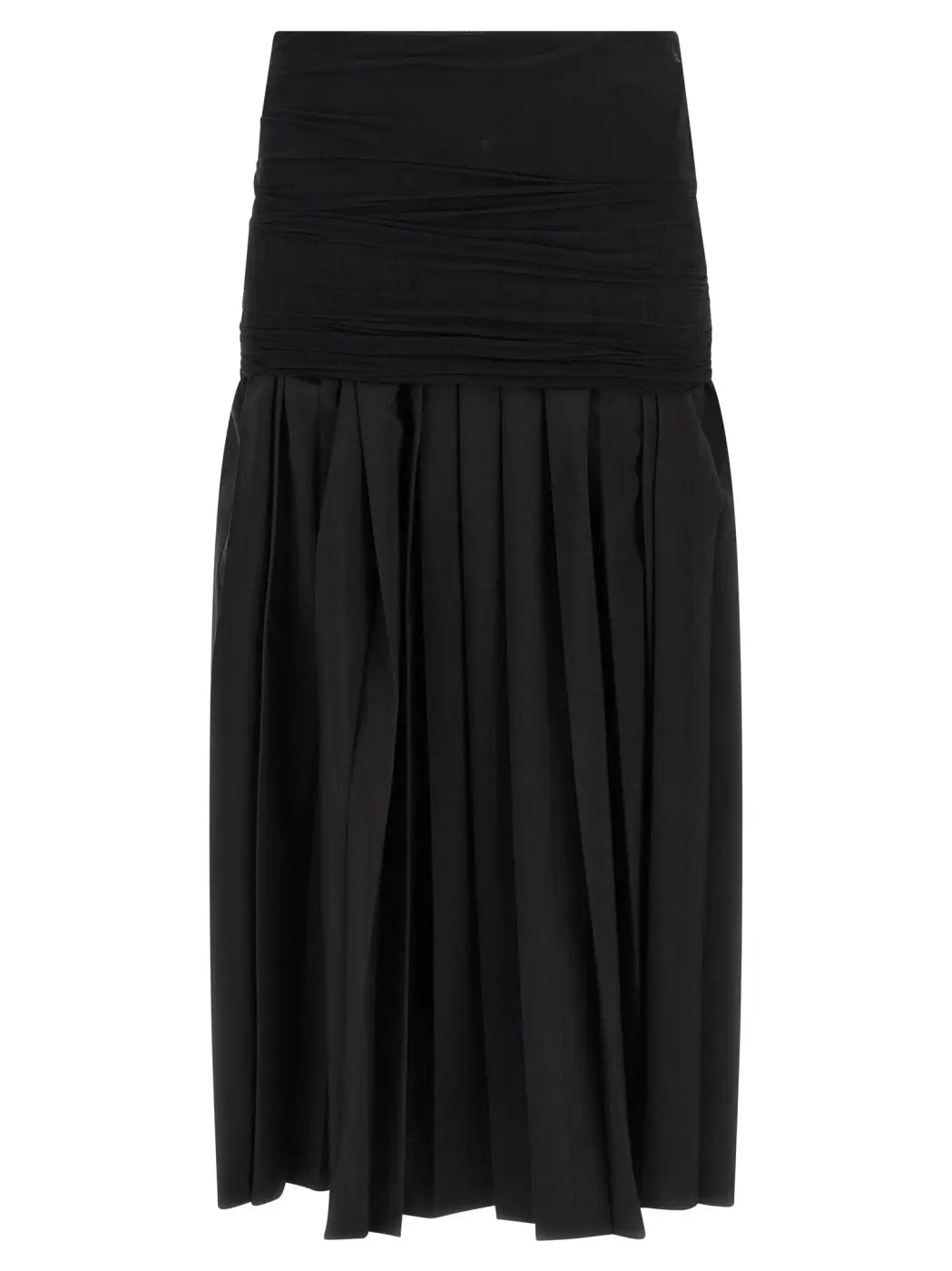 Mm6 Maison Margiela Black Polyester Midi Skirt