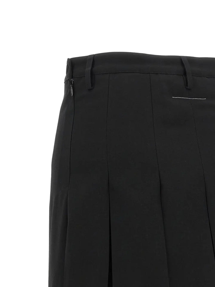 Mm6 Maison Margiela Black Polyester Midi Skirt