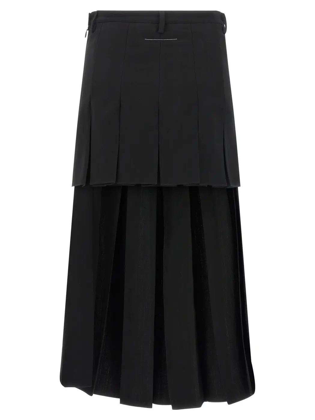 Mm6 Maison Margiela Black Polyester Midi Skirt