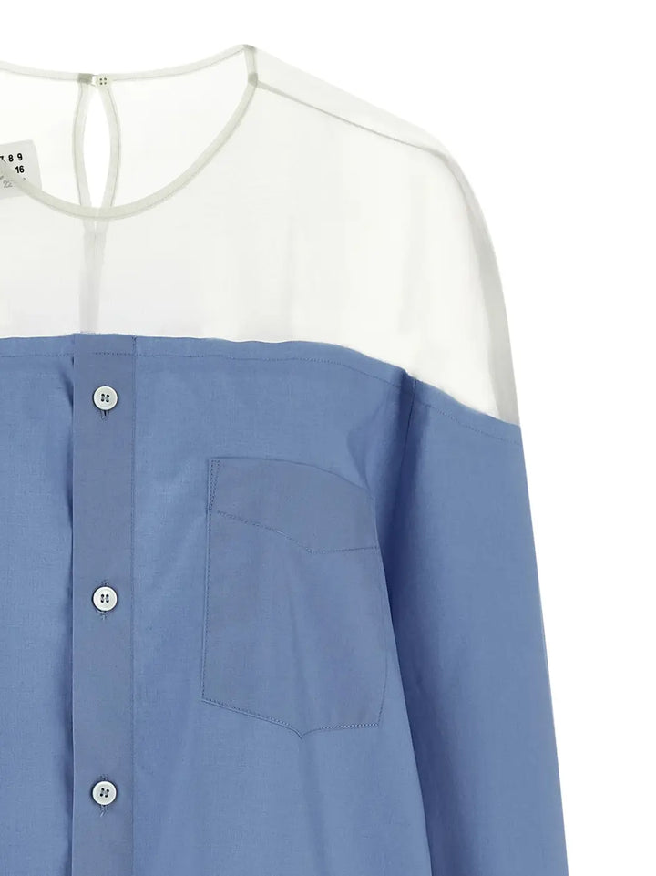 Mm6 Maison Margiela Blue Cotton Blouse