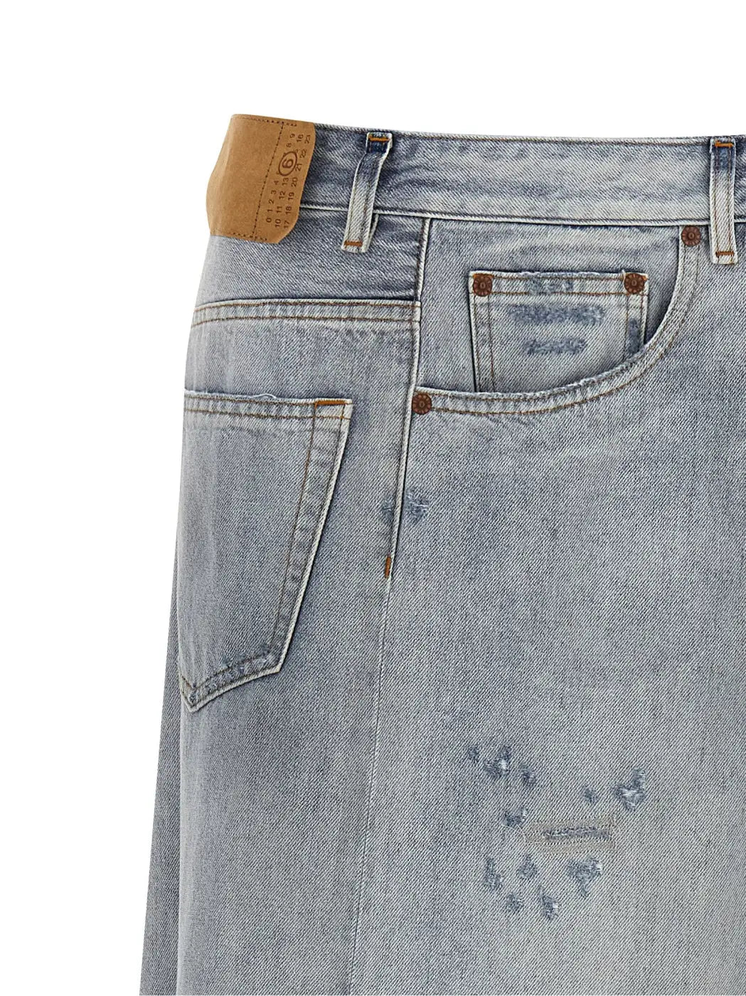 Mm6 Maison Margiela Blue Cotton Mini Skirt