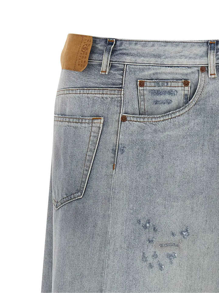 Mm6 Maison Margiela Blue Cotton Mini Skirt