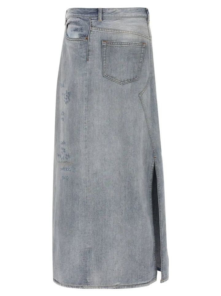 Mm6 Maison Margiela Blue Cotton Mini Skirt