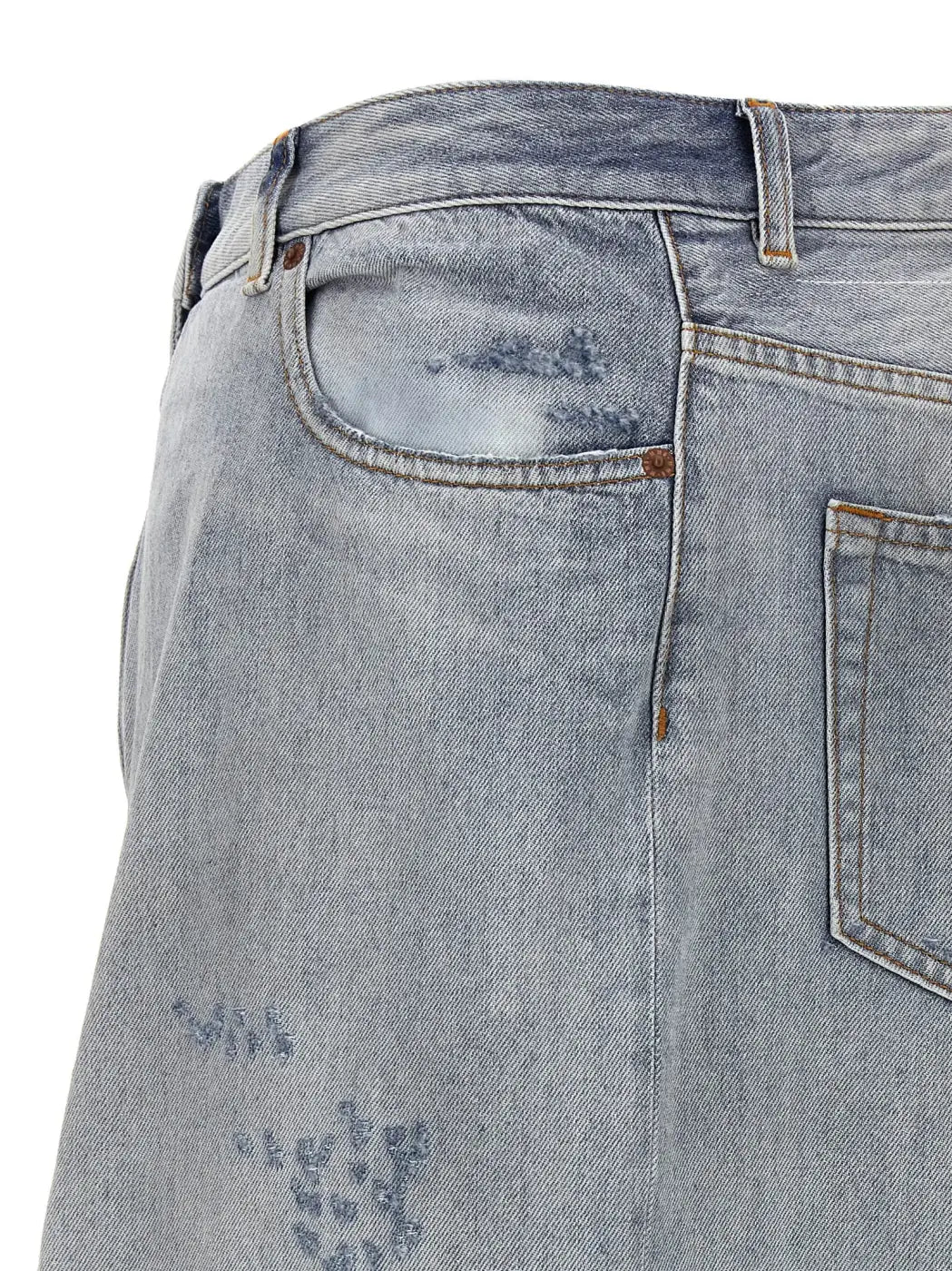 Mm6 Maison Margiela Blue Cotton Mini Skirt