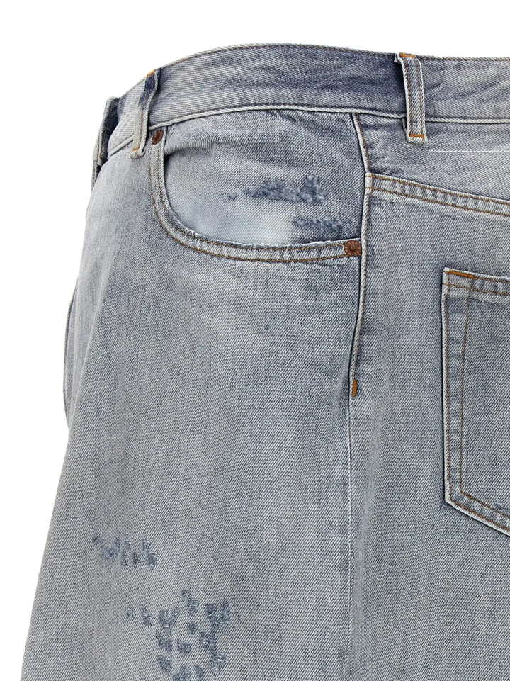 Mm6 Maison Margiela Blue Cotton Mini Skirt
