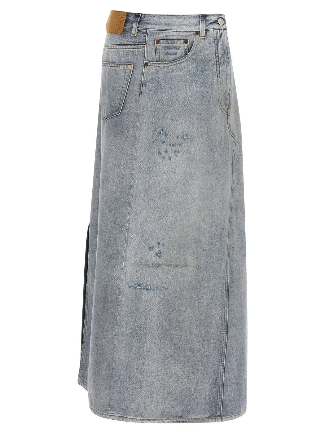 Mm6 Maison Margiela Blue Cotton Mini Skirt