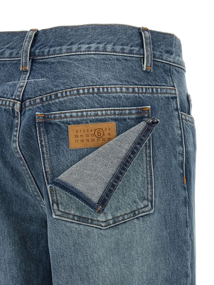 Mm6 Maison Margiela Blue Cotton Straight-leg Jeans