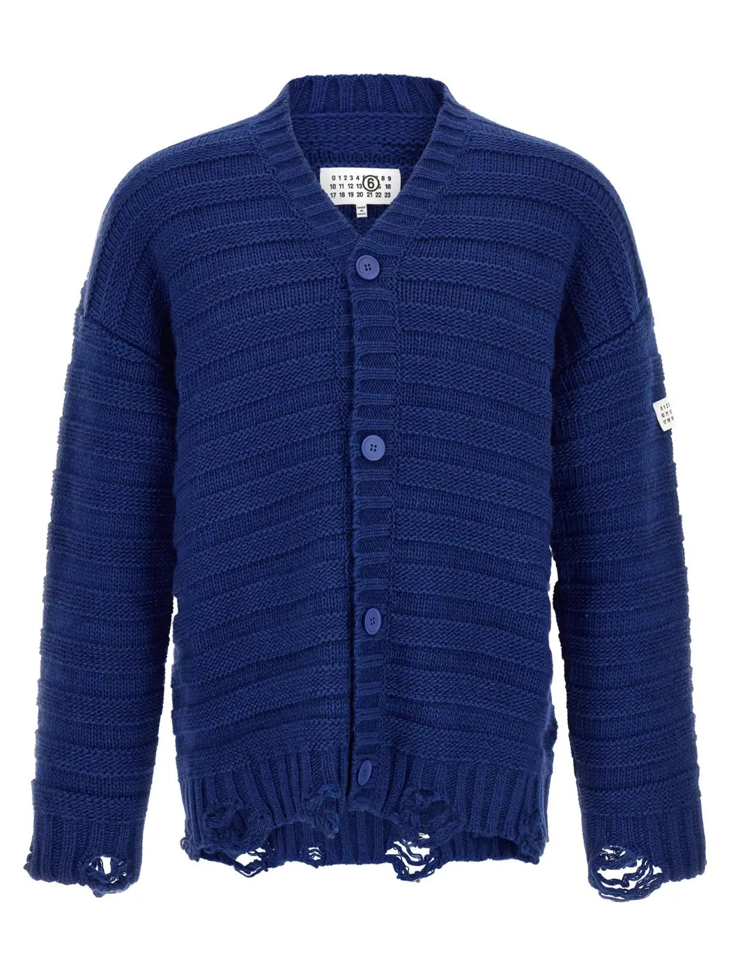 Mm6 Maison Margiela Blue Virgin Wool Cardigan
