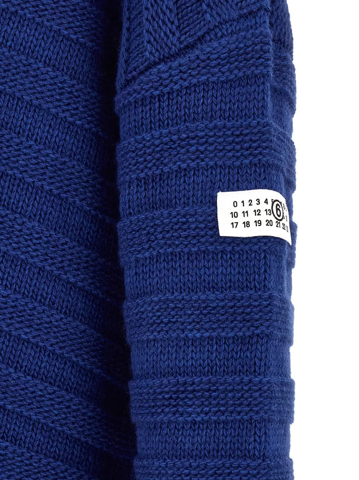 Mm6 Maison Margiela Blue Virgin Wool Cardigan