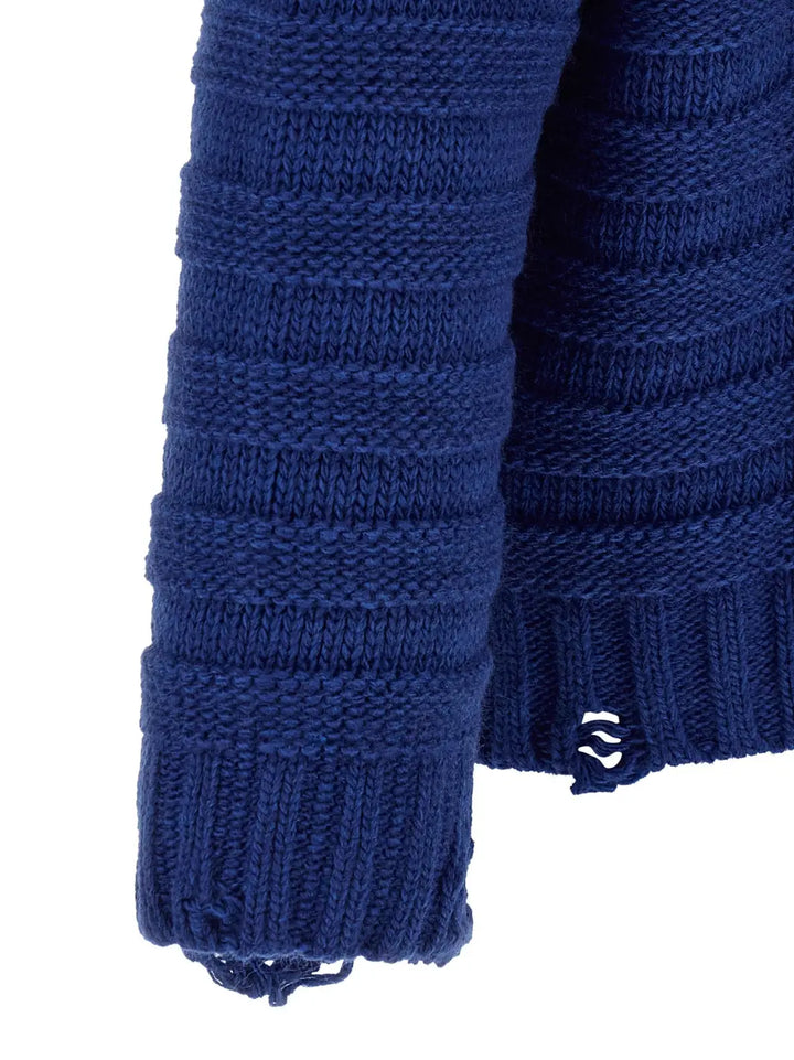 Mm6 Maison Margiela Blue Virgin Wool Cardigan
