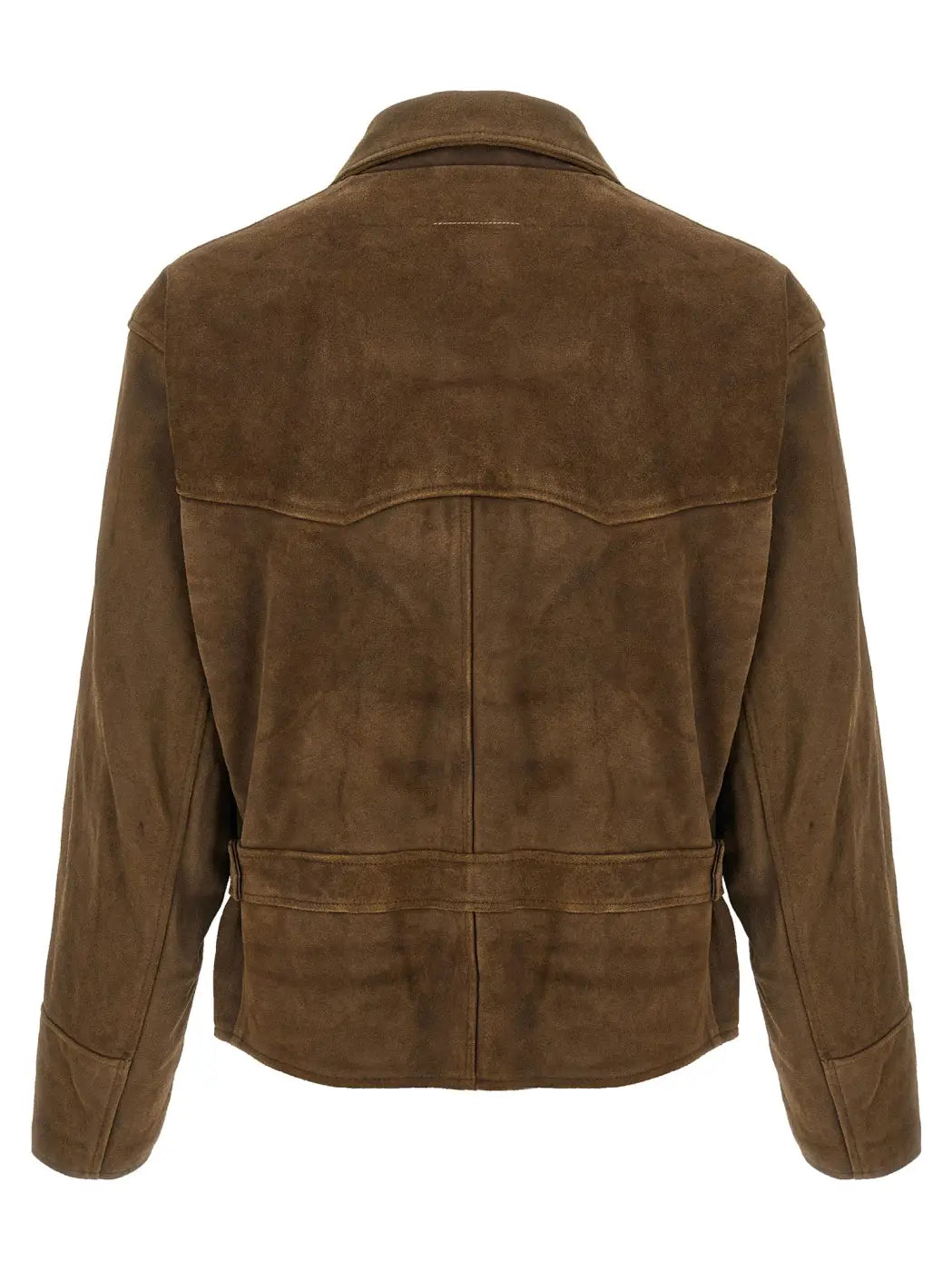 Mm6 Maison Margiela Brown Calfskin Leather Jacket