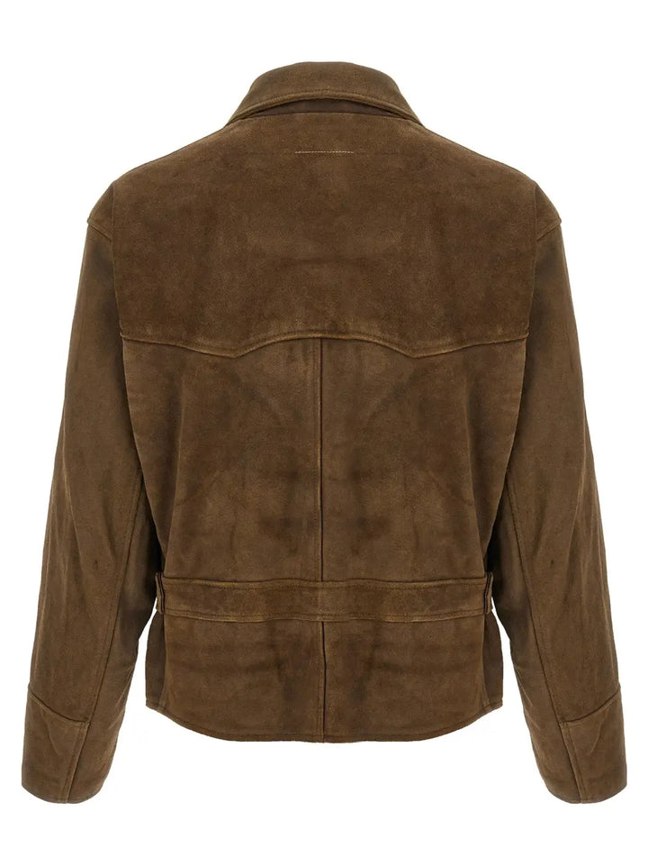 Mm6 Maison Margiela Brown Calfskin Leather Jacket