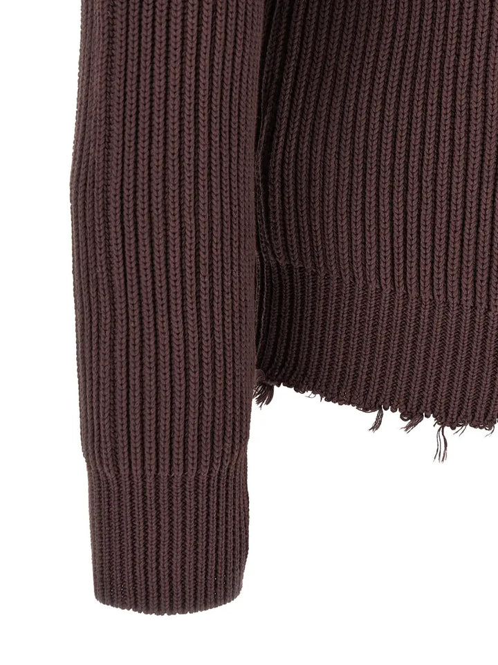 Mm6 Maison Margiela Brown Cotton Cardigan
