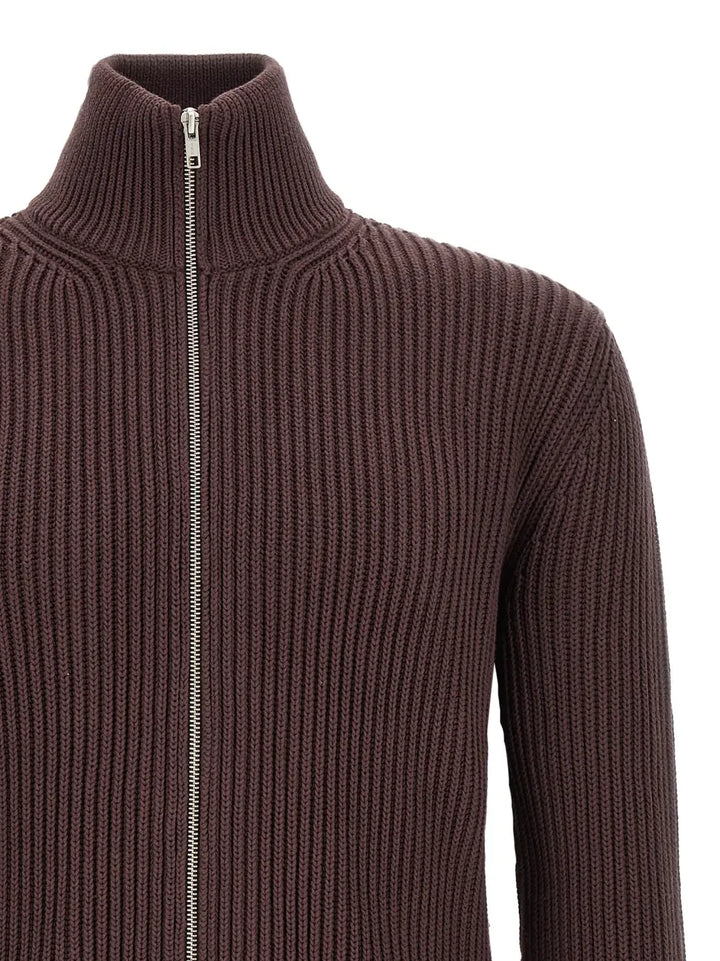 Mm6 Maison Margiela Brown Cotton Cardigan