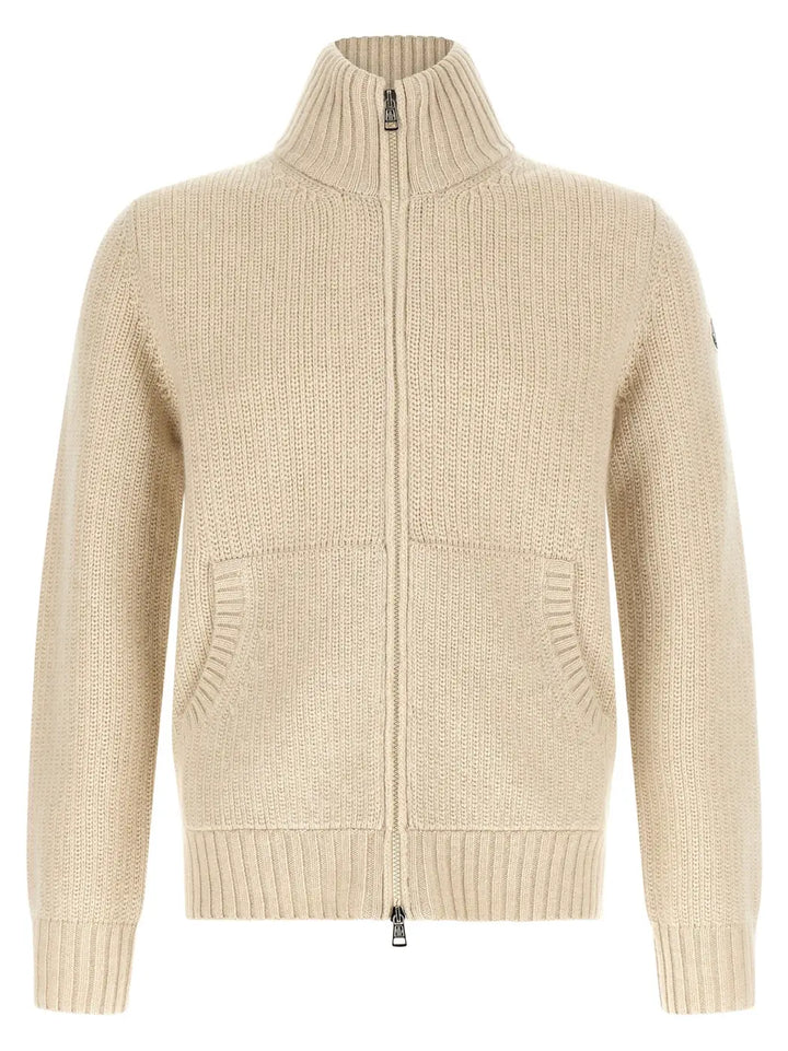 Moncler Beige Virgin Wool Cardigan