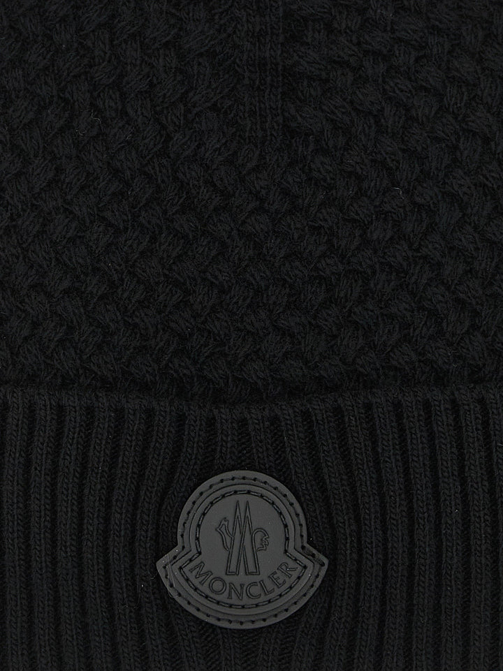 Moncler Black Leather Beanie