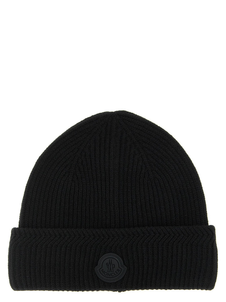Moncler Black Virgin Wool Beanie