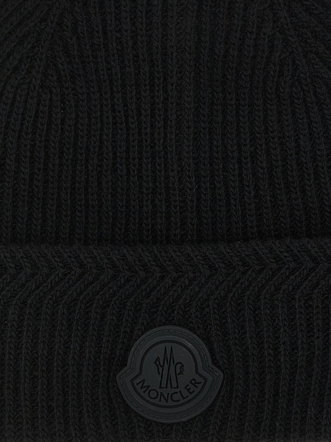 Moncler Black Virgin Wool Beanie