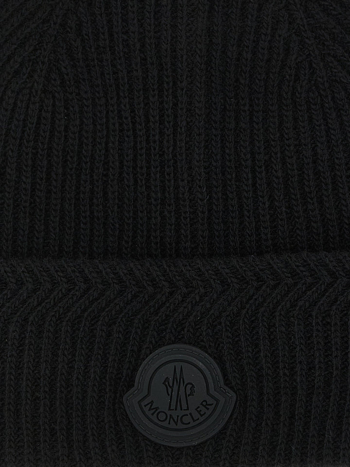 Moncler Black Virgin Wool Beanie