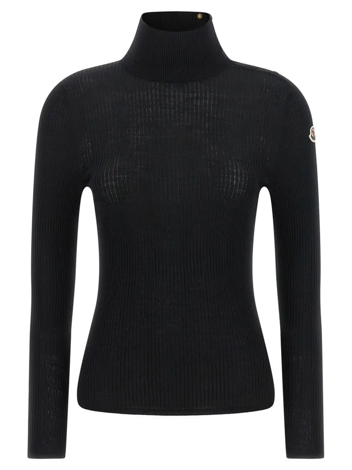 Moncler Black Virgin Wool Cardigan